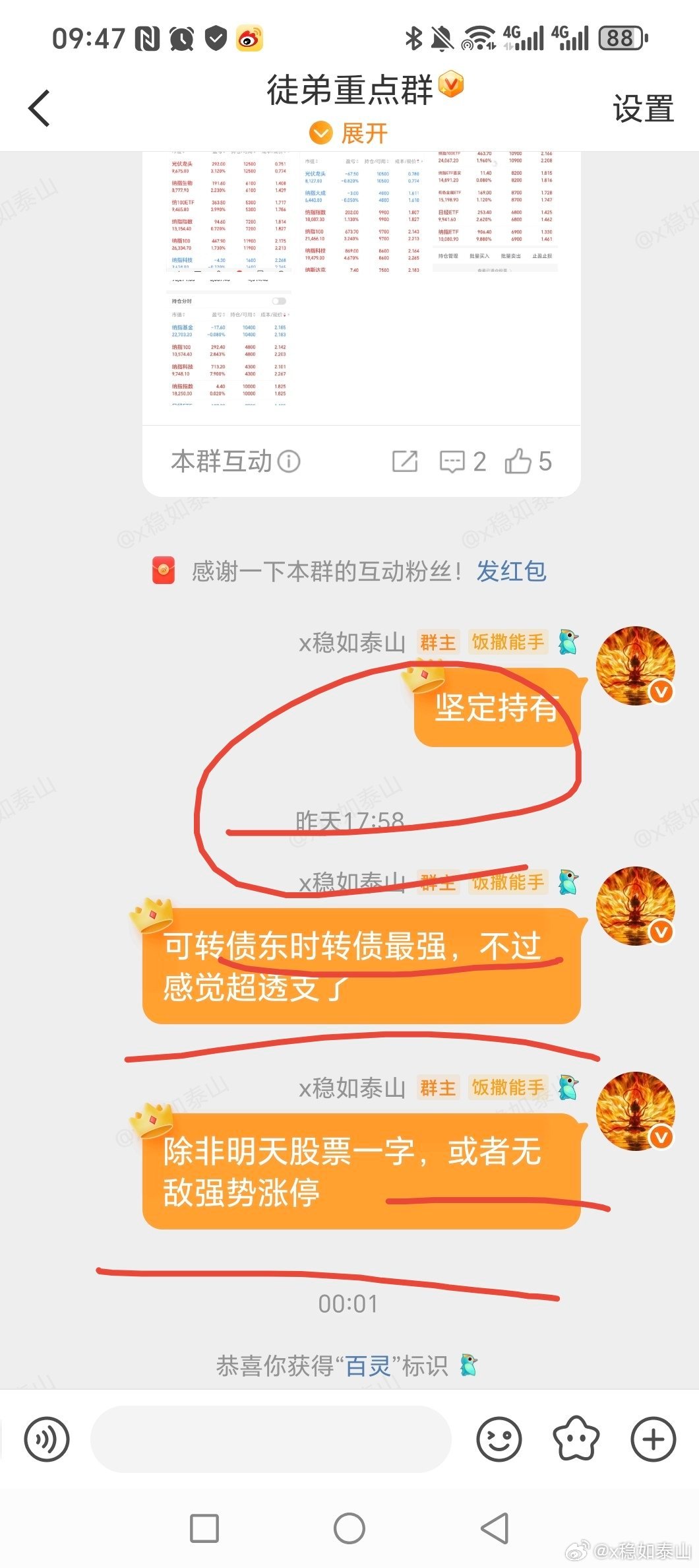 徒弟群，就提了个东时转债不过这个需要老手了，毕竟高开百分7，大涨到百分15！！！