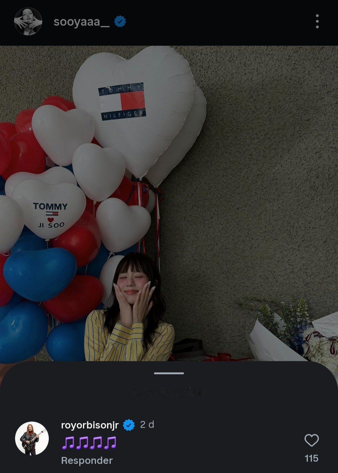 💬 Roy Orbison Jr. 在 JISOO 的最新帖子上发表了评论。音