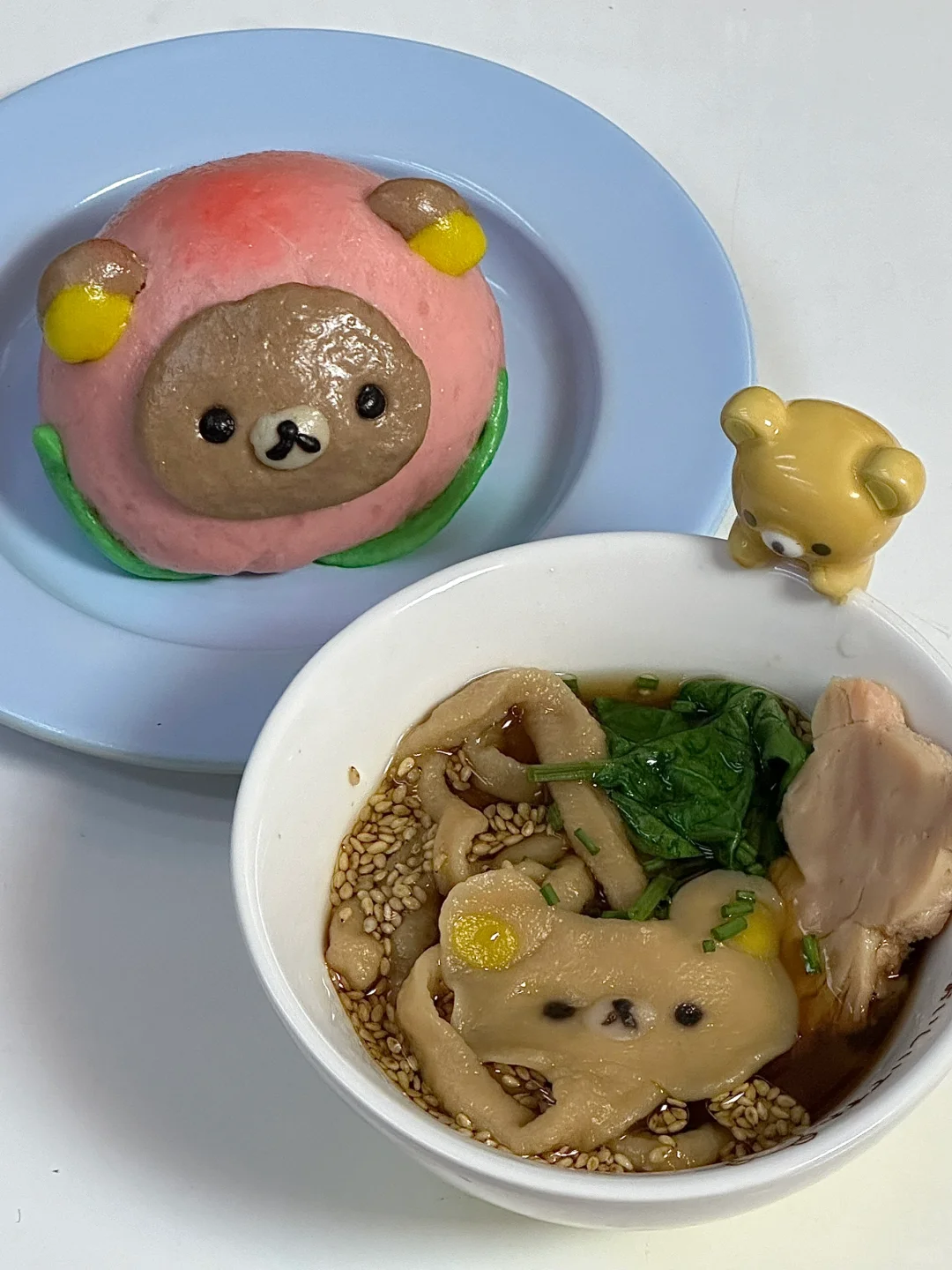 轻松熊寿桃豆沙包和长寿面
