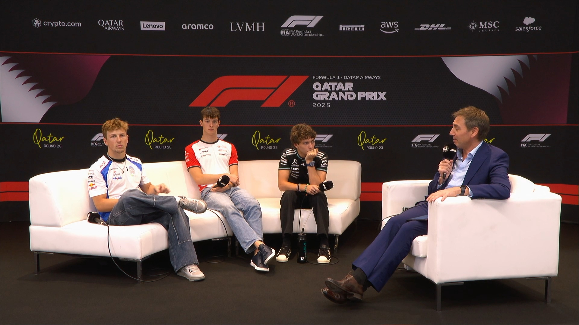 卡塔尔大奖赛周四例行车手媒体会第一组🎤F12025F1卡塔尔大奖赛