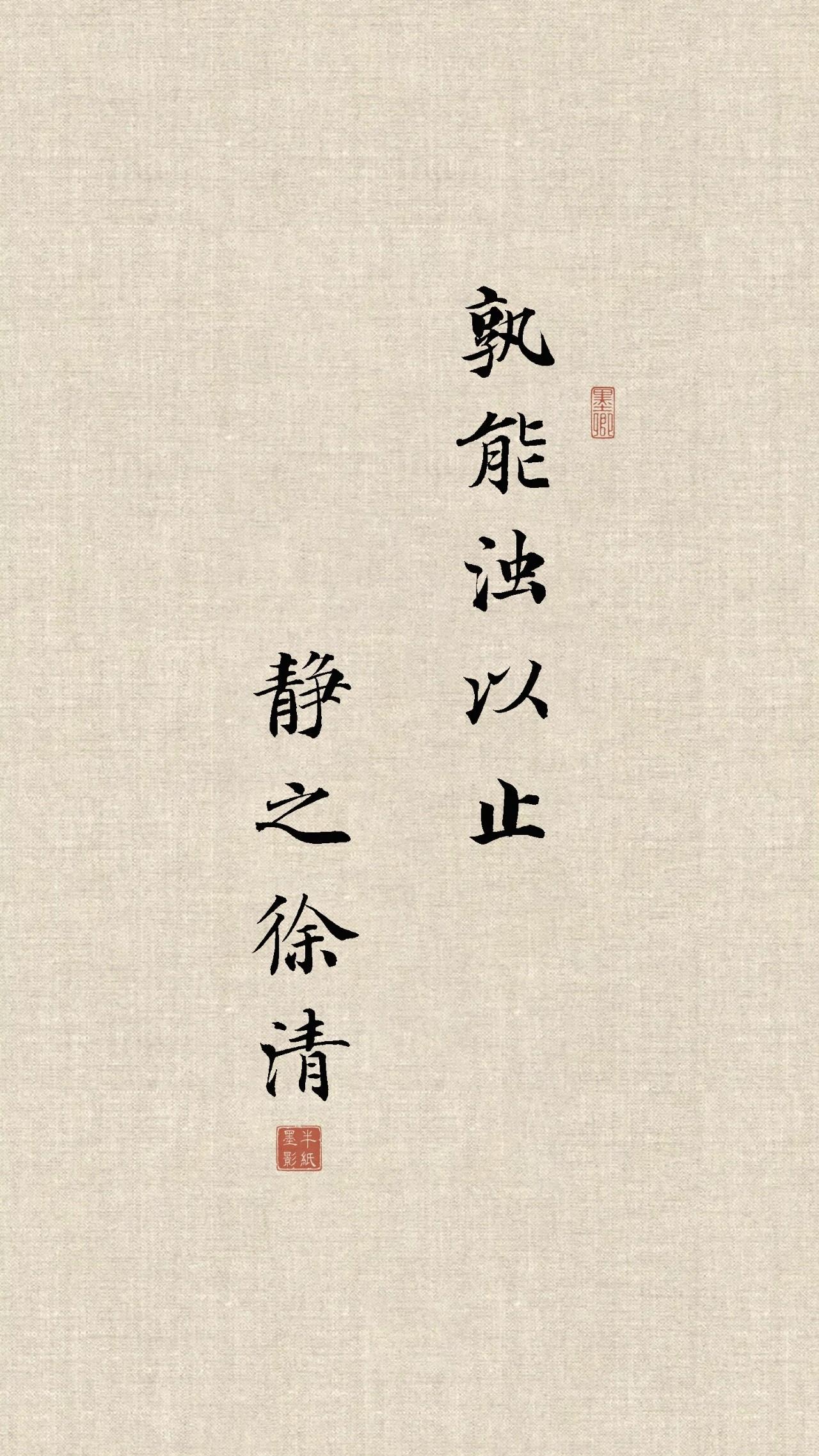 孰能浊以止，静之徐清。
这句话出自《老子·道经·第十五章》，意思是：怎样能使水停