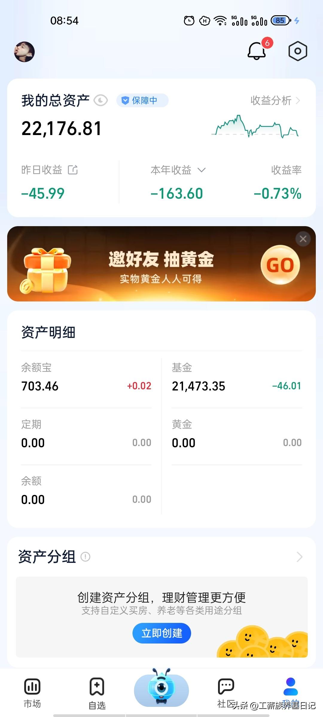 持仓基金终于不是全绿了，虽然小亏，但总算看到点希望了！
昨天收益出来了，虽然整体