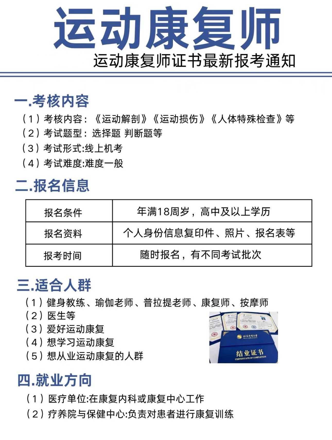 近几年，运动康复这一行业发展的越来越好，相关职业也逐渐兴起，近几年是很热门的就业
