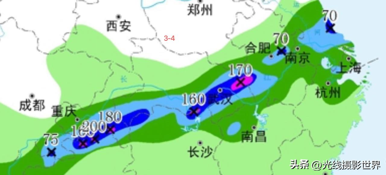 这周末，长江流域，依旧是梅雨，而且很多地方有大雨，暴雨……重庆--武汉--南京、