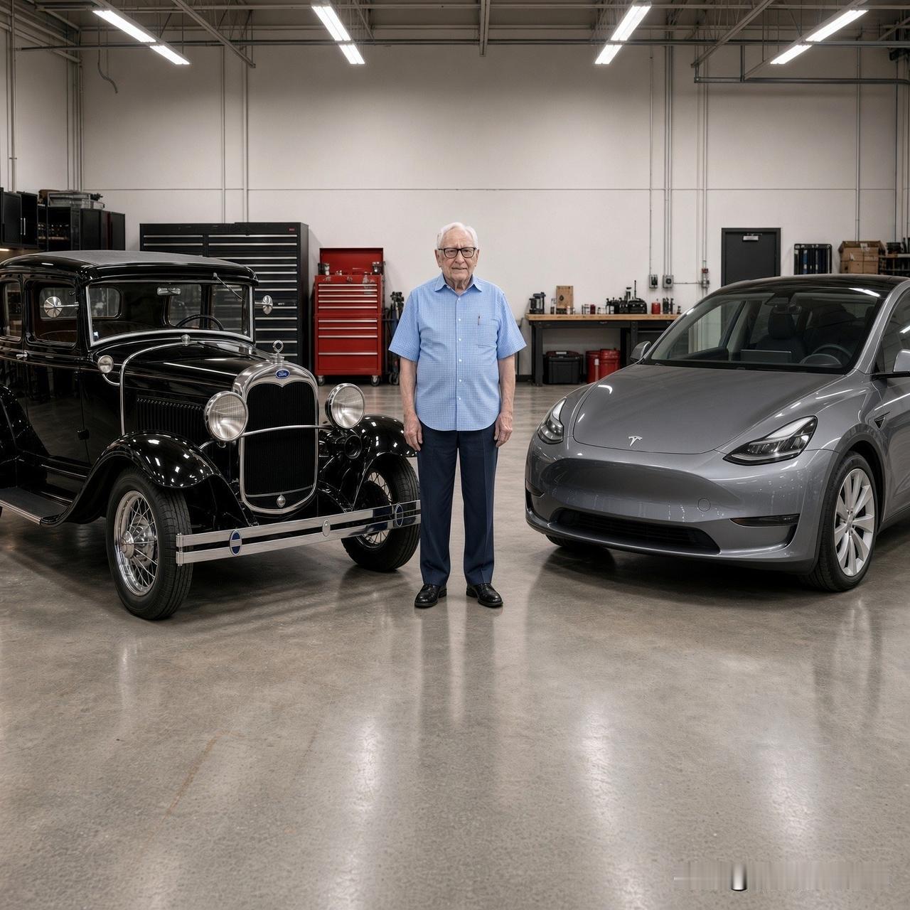 98岁的拉里刚提了辆Model Y，他人生第一辆车，是1931年的福特Model