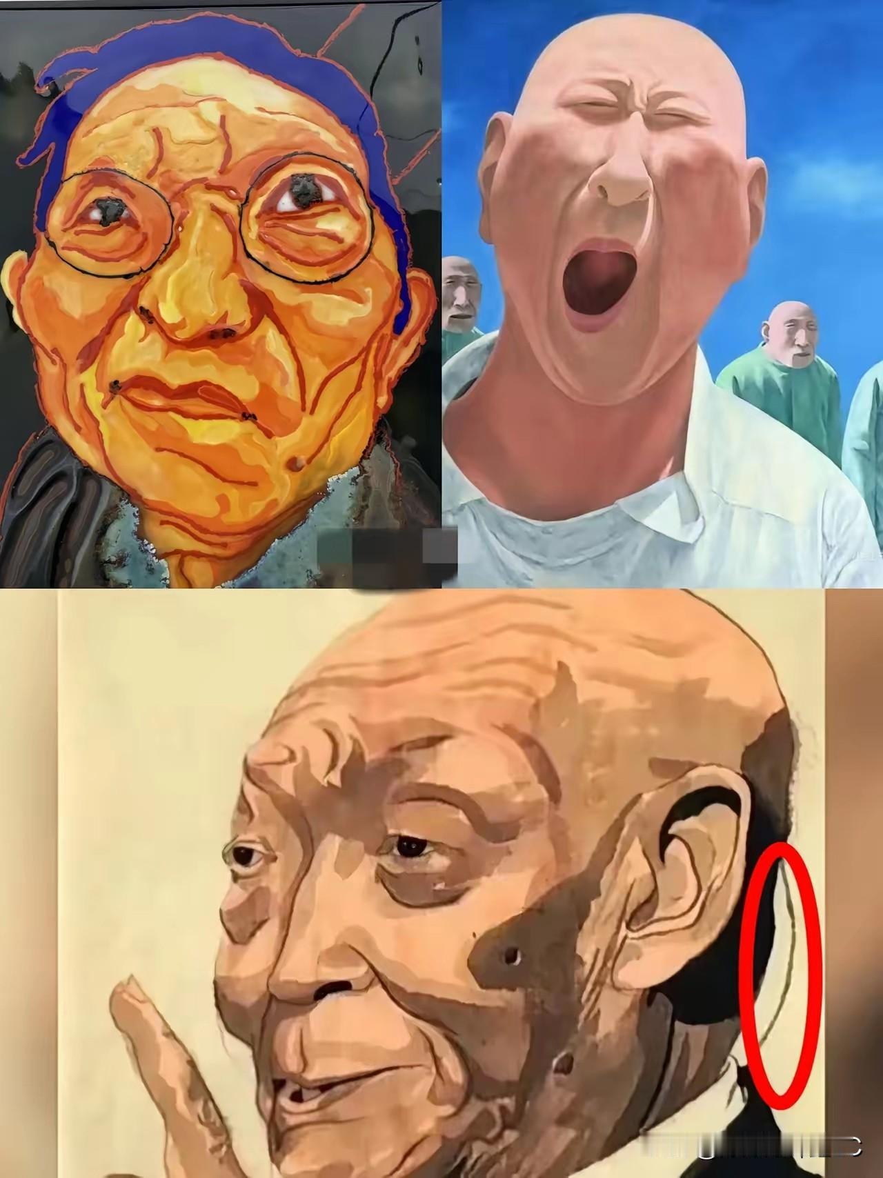 刚看到方力钧画的袁隆平像，差点没把手机扔了，这还是咱们那个慈眉善目的袁老吗？
