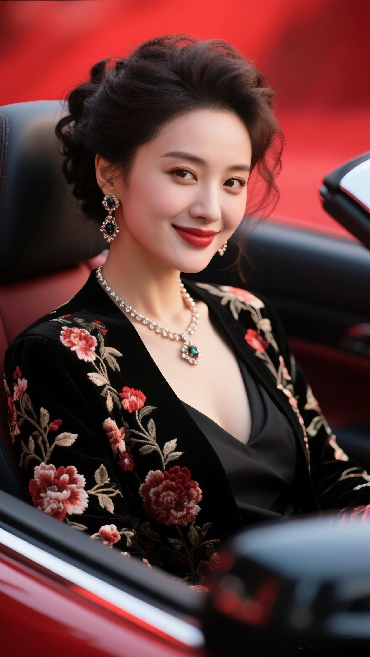 优雅车中美人，红唇黑衣，珠宝闪耀，尽显奢华魅力！为什么长得漂亮却找不到对象