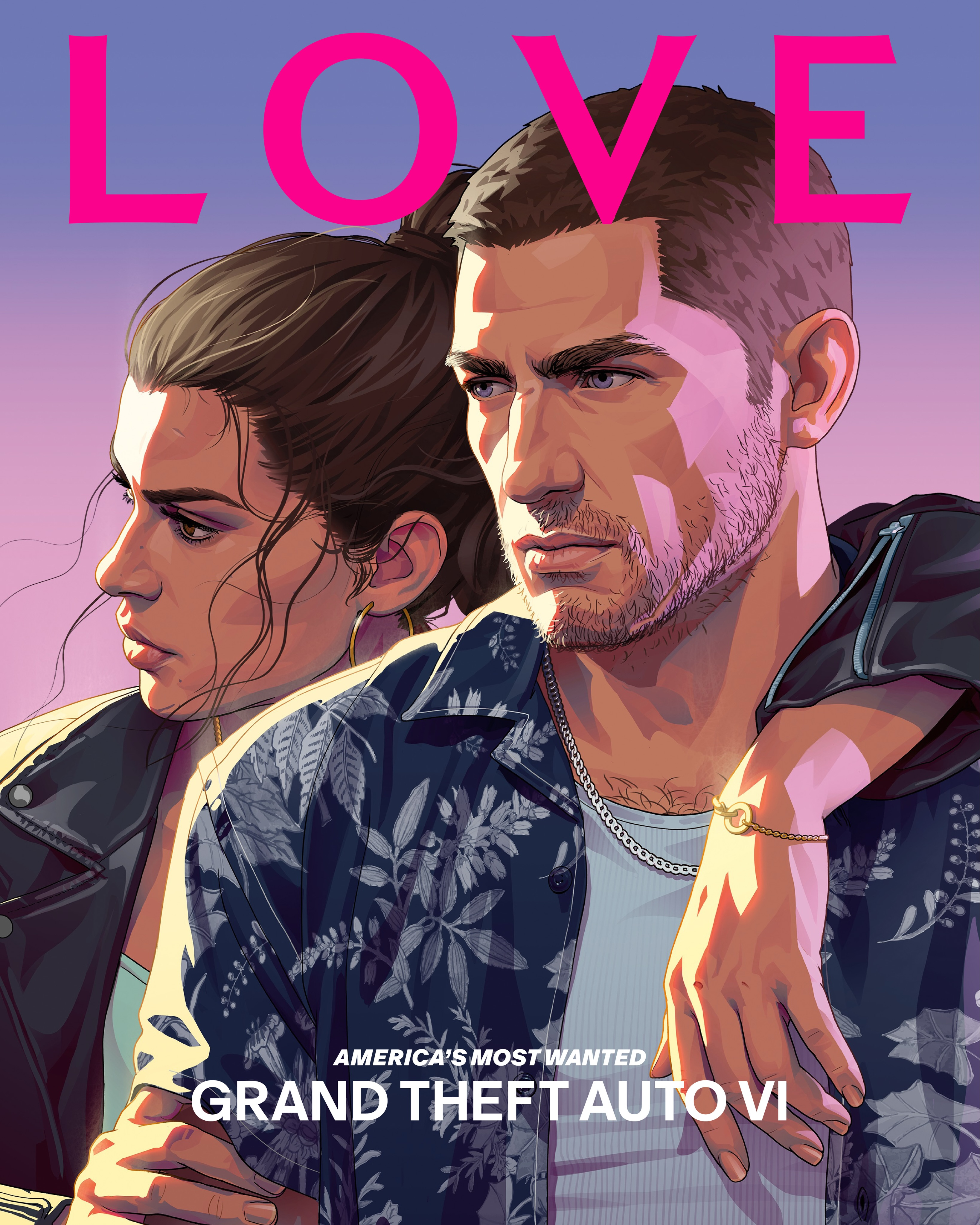 OMG！GTA6男女主Jason和Lucia登上《LOVE》杂志封面美图大赏！是