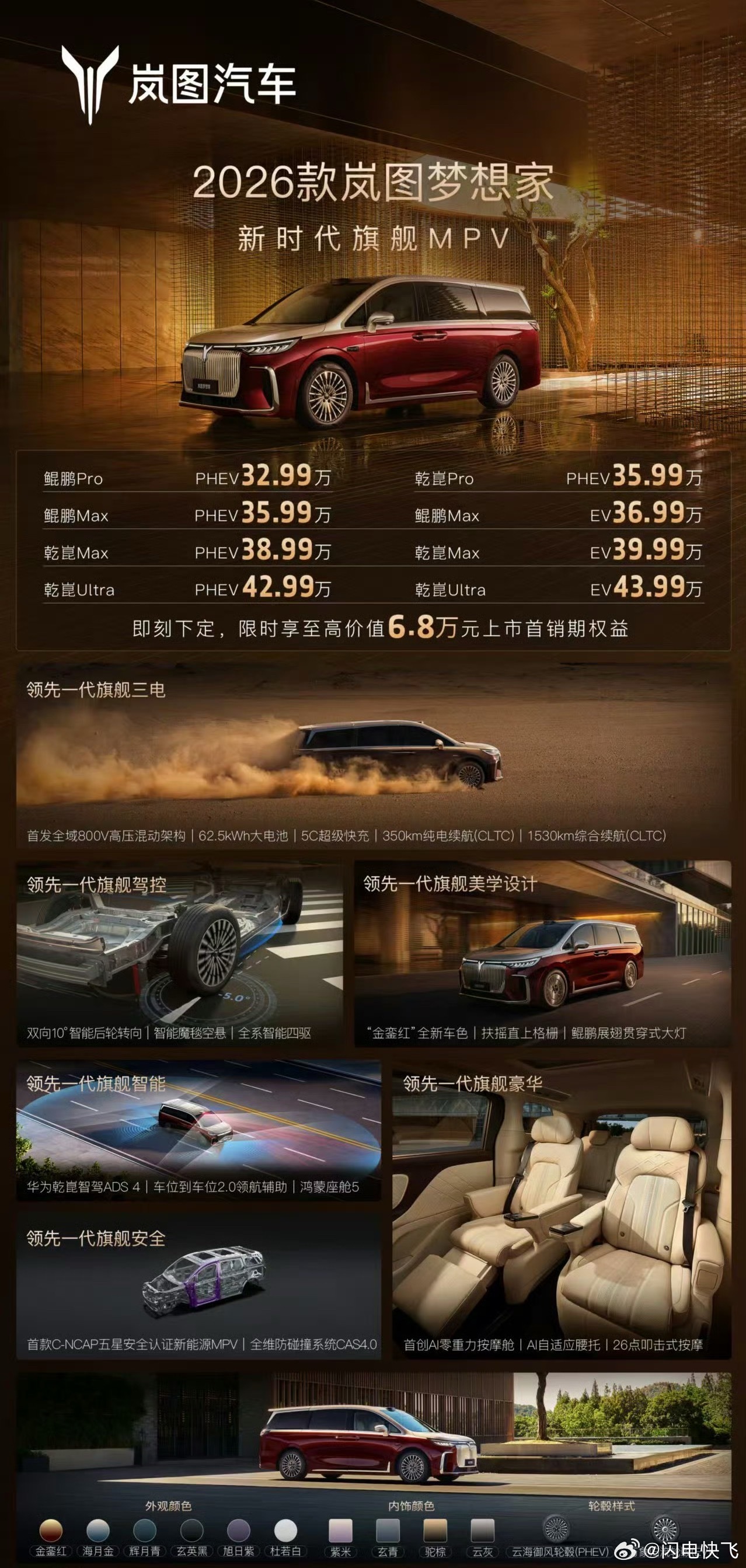 新款梦想家上市起售价32.99万62.5度大电池 MPV这个赛道也太卷了[泪奔]