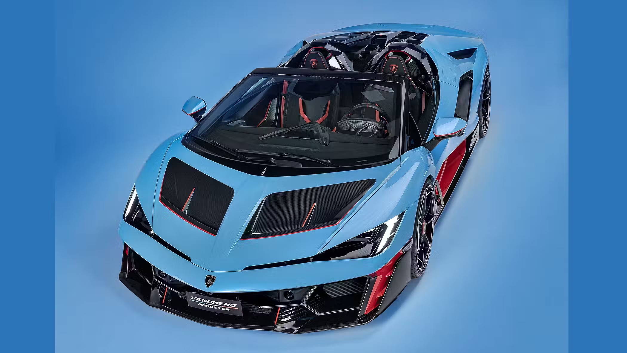 兰博基尼Fenomeno Roadster。纯碳车架，6.5自吸V12+三电机，