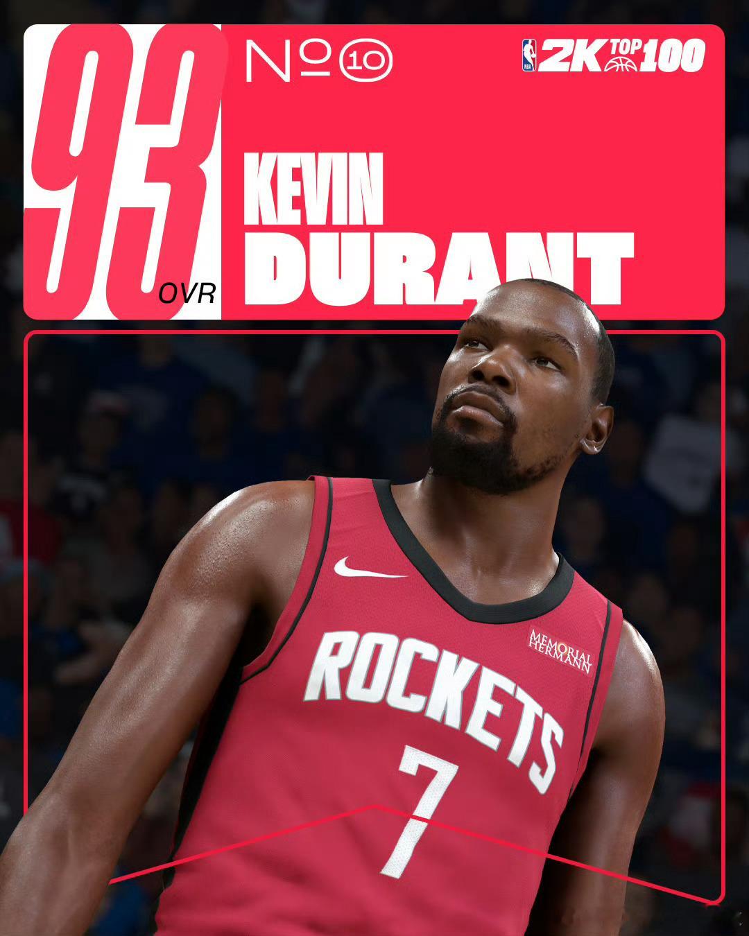 NBA2K公布新赛季能力值前十排行📊我火球员杜兰特93排名第十！！！nba2k