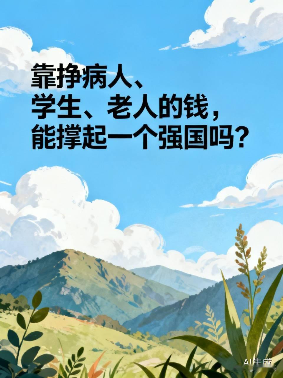 靠挣病人、学生、老人的钱，能撑起一个强国吗？

一个国家的强大，从来不是看GDP