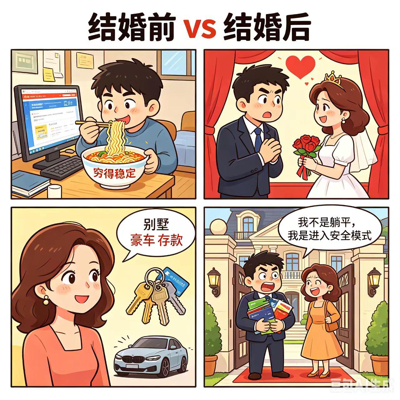 请问男人先成家还是先立业？
回答：遇良人先成家
          遇贵人先立业