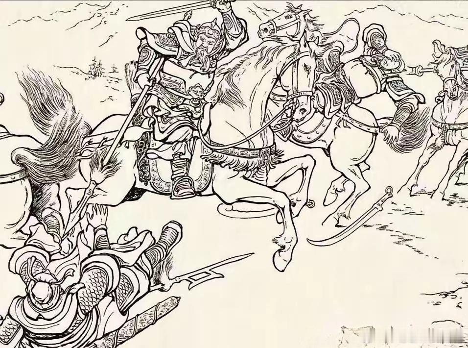 三国 枪挑剑劈。此图中一员大将勇不可当，一手持长枪，一手拿宝剑，威风凛凛杀气腾腾