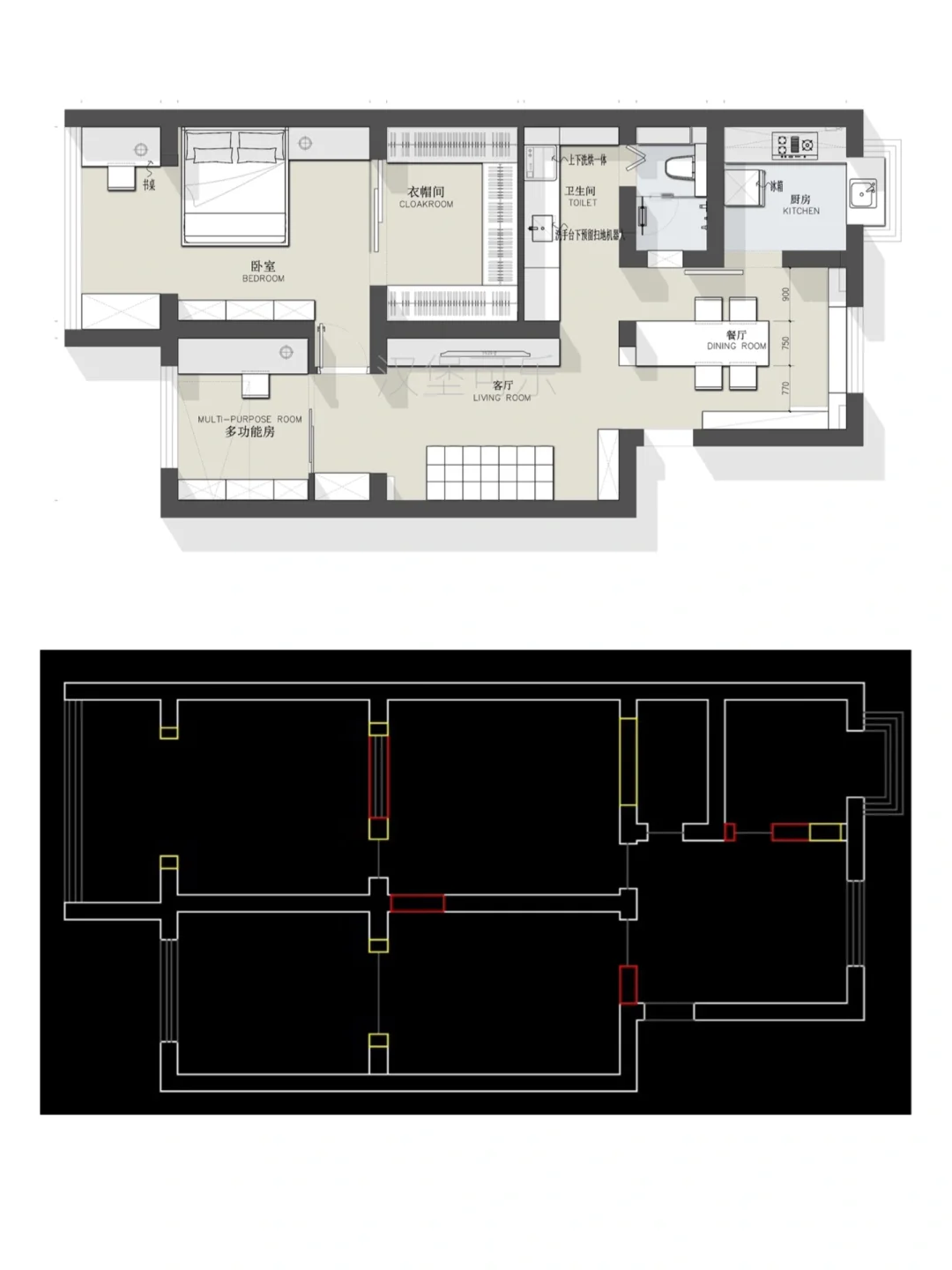 户型设计/6稿小户型两居室平面方案优化