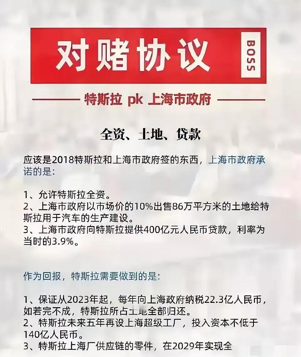 特斯拉和上海的对赌协议，现在看来，咱们还是棋高一着。

当时看特斯拉和上海的协议