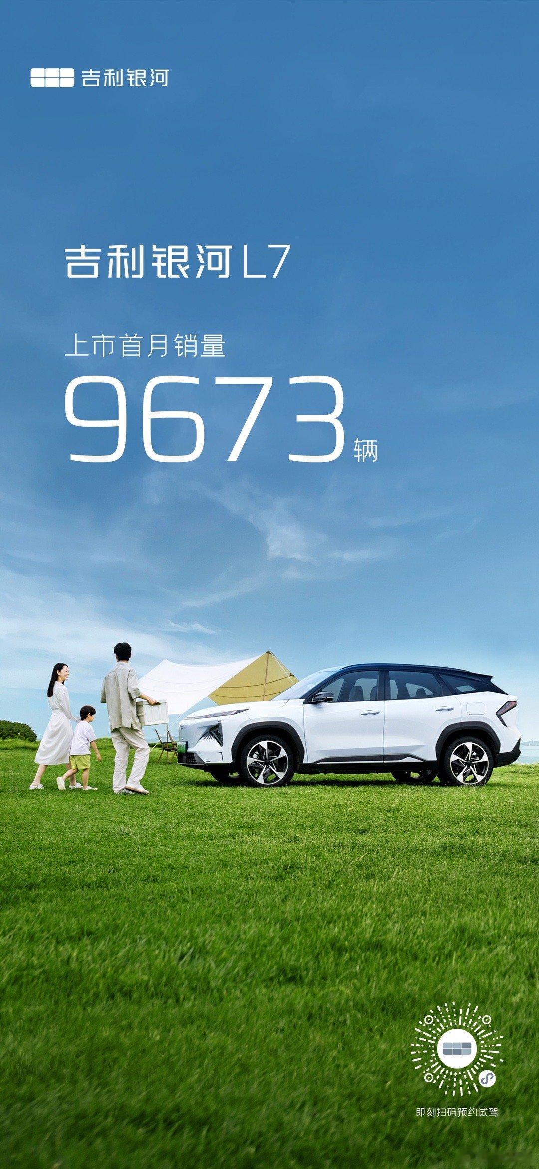 吉利银河L7交付首月9673的成绩，说明将新能源产品序列独立渠道售卖是传统燃油大