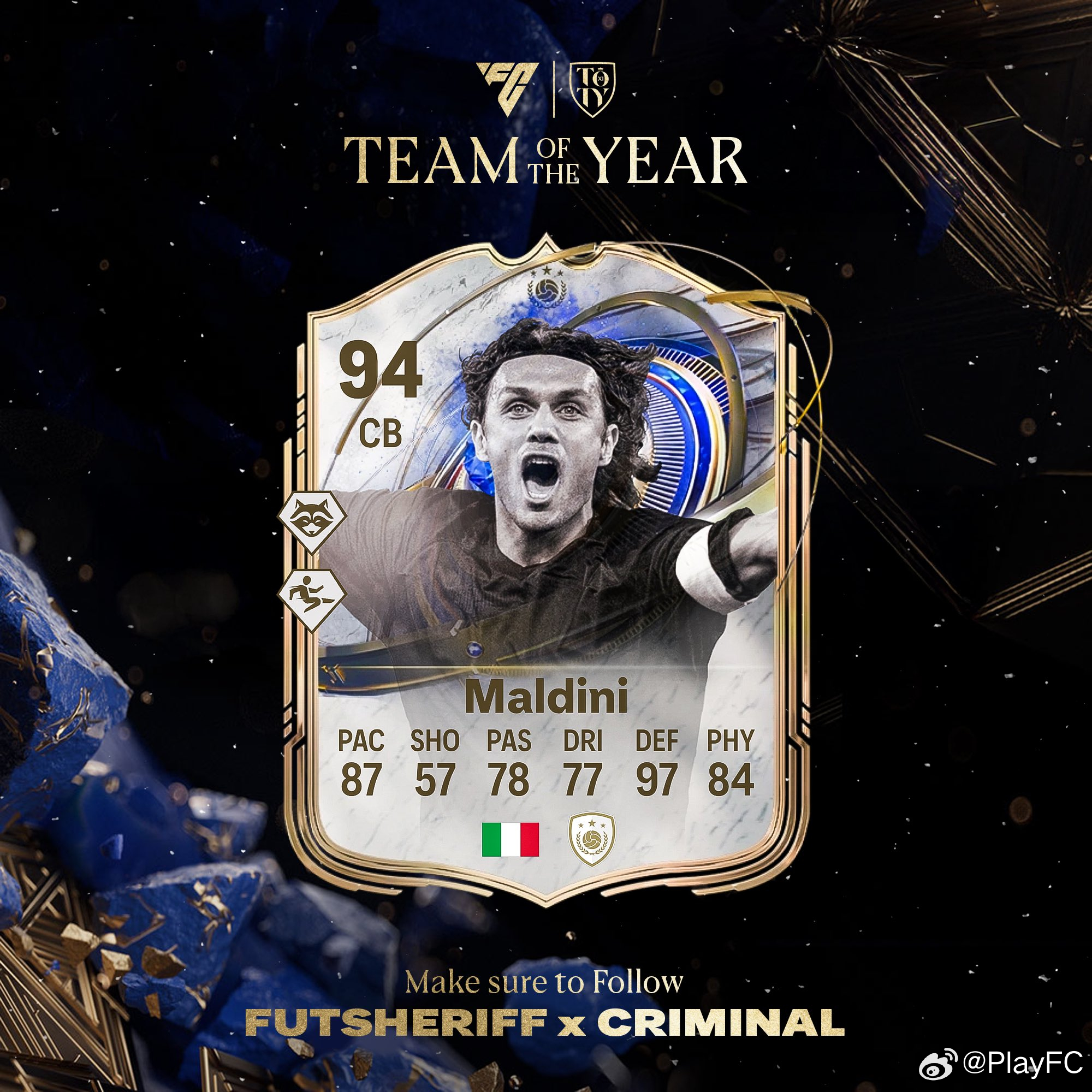 TOTY传奇球星马尔蒂尼确认。FC26