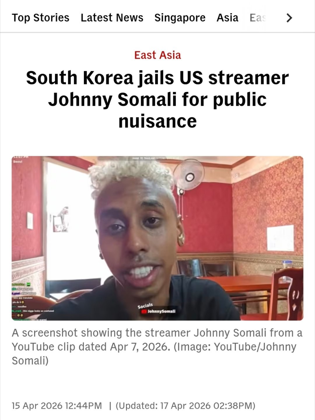 法籍学生新加坡舔吸管塞回或遭监禁¹ 不知道啥时候起，欧美年轻人喜欢挑战东亚国家的