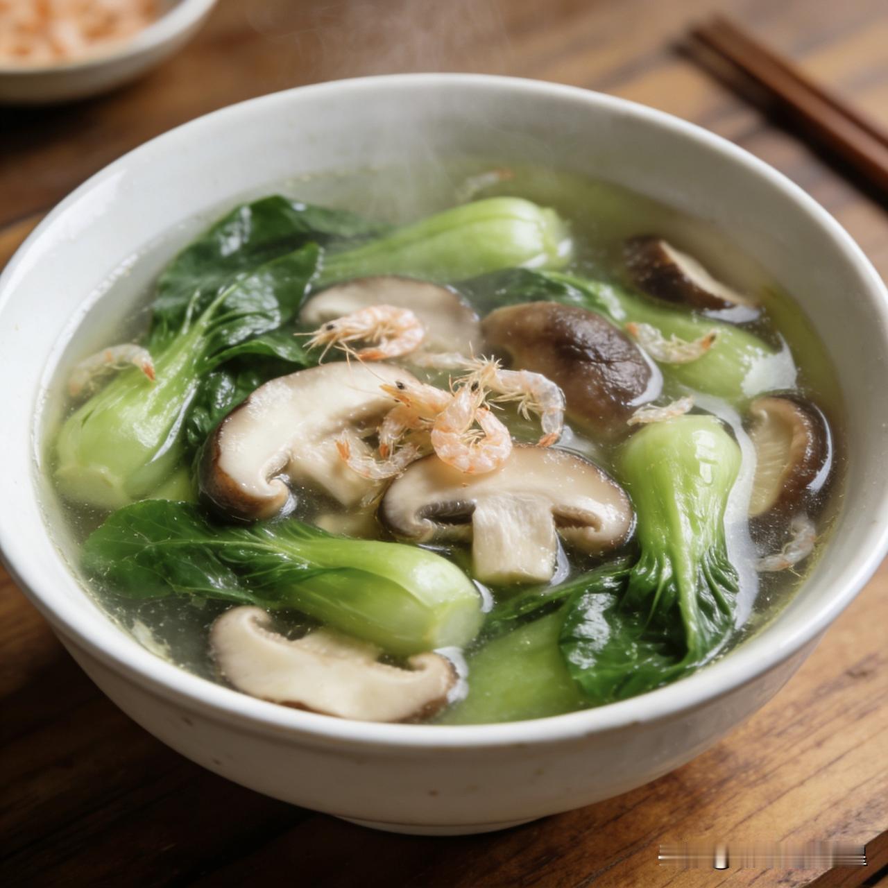 今天周末

一碗青菜蘑菇虾皮汤

这碗汤是一碗家常便饭

你成功，那这碗汤是庆祝