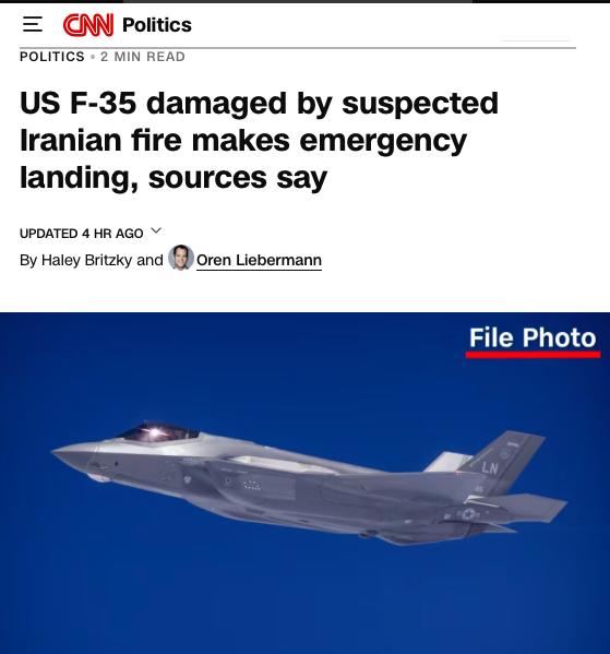 伊朗击中一架F35，确确实实地战争史上第一次，而且这一次美媒也认了。

虽然说美