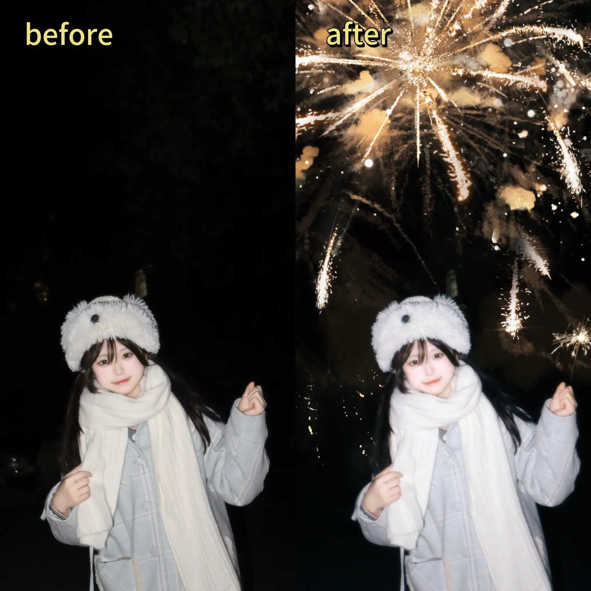 跨年烟花照有啦🎆都来p这个漫画感烟花！敲适合跨年发朋友圈的新年烟花照...