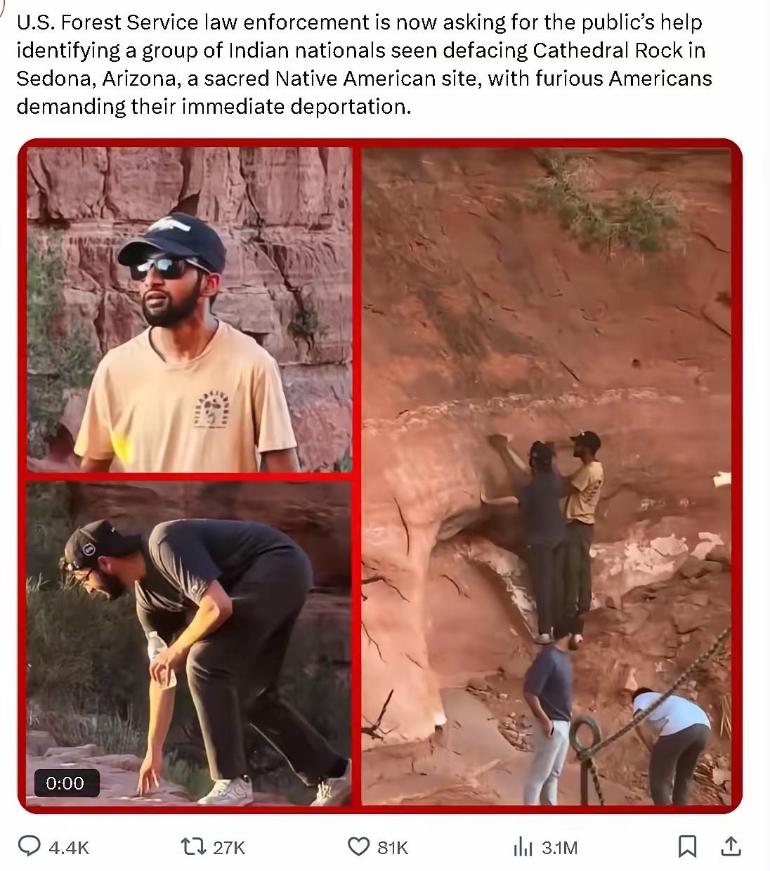 印度人真的是太没有素质了，破坏美国的历史文物，被发到网上竟然不思悔改跟美国网友对