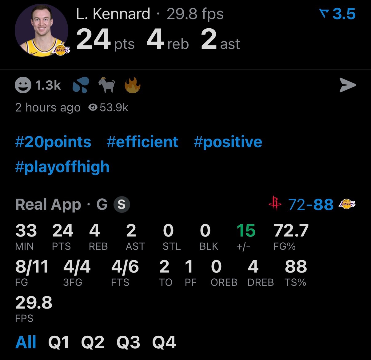 真牛逼，不愧是联盟最准的球员。 