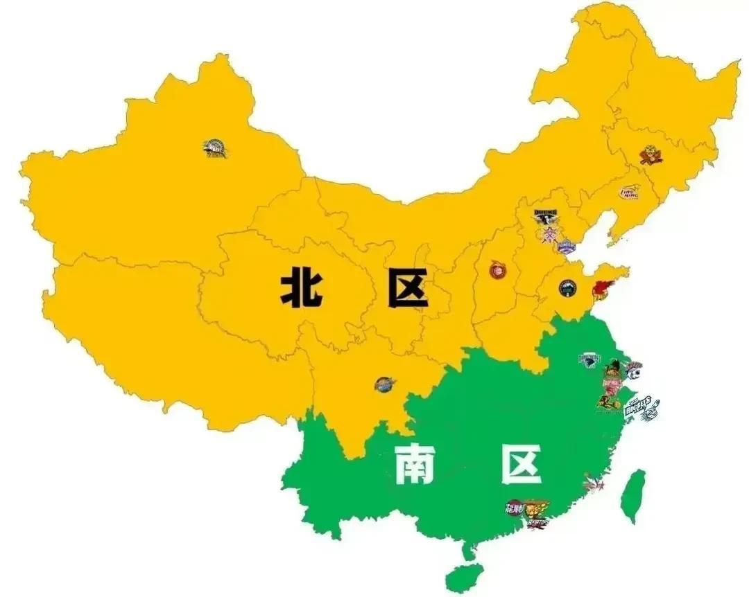 CBA南北区球队划分地图