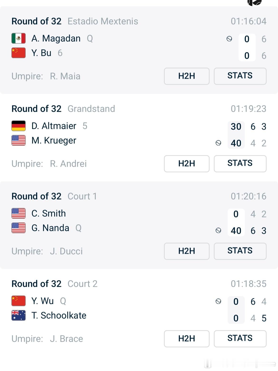 即时比分：[6]🇨🇳布云朝克特 6-6🇲🇽马加丹[Q][Q]🇨🇳吴易