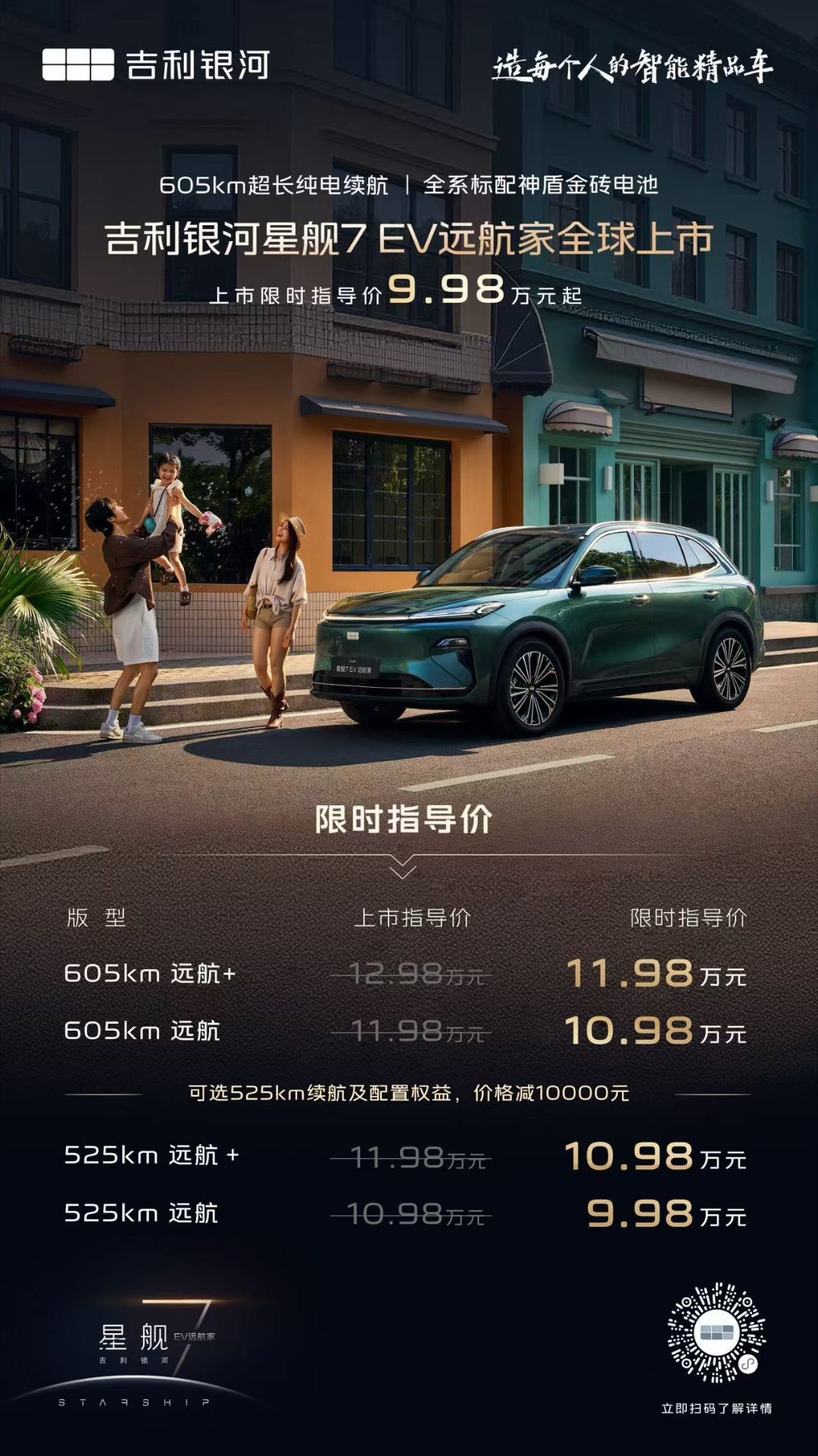 吉利银河星舰7 EV远航家上市，限时指导价9.98万元起。这个起价诚意如何？保罗