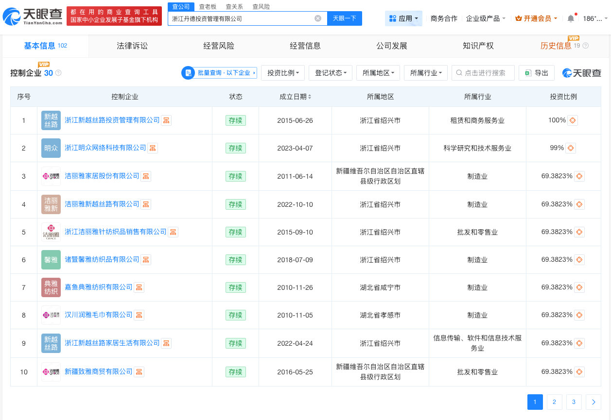 【毛巾少爷间接持股洁丽雅毛巾少爷与洁丽雅存在商业关联】据媒体报道，1999年出生