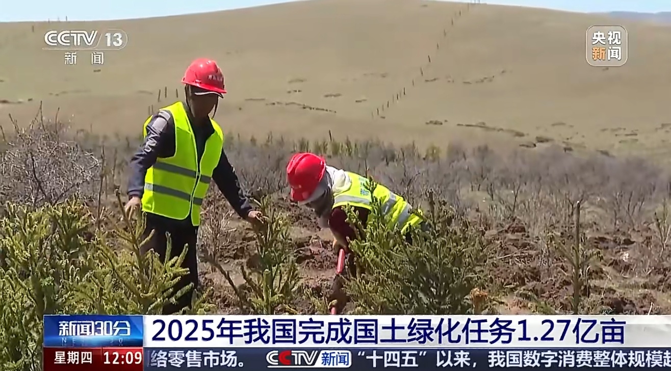 绿色中国家底有多厚实 看到数据，令人振奋。2025年完成国土绿化1.27亿亩，森