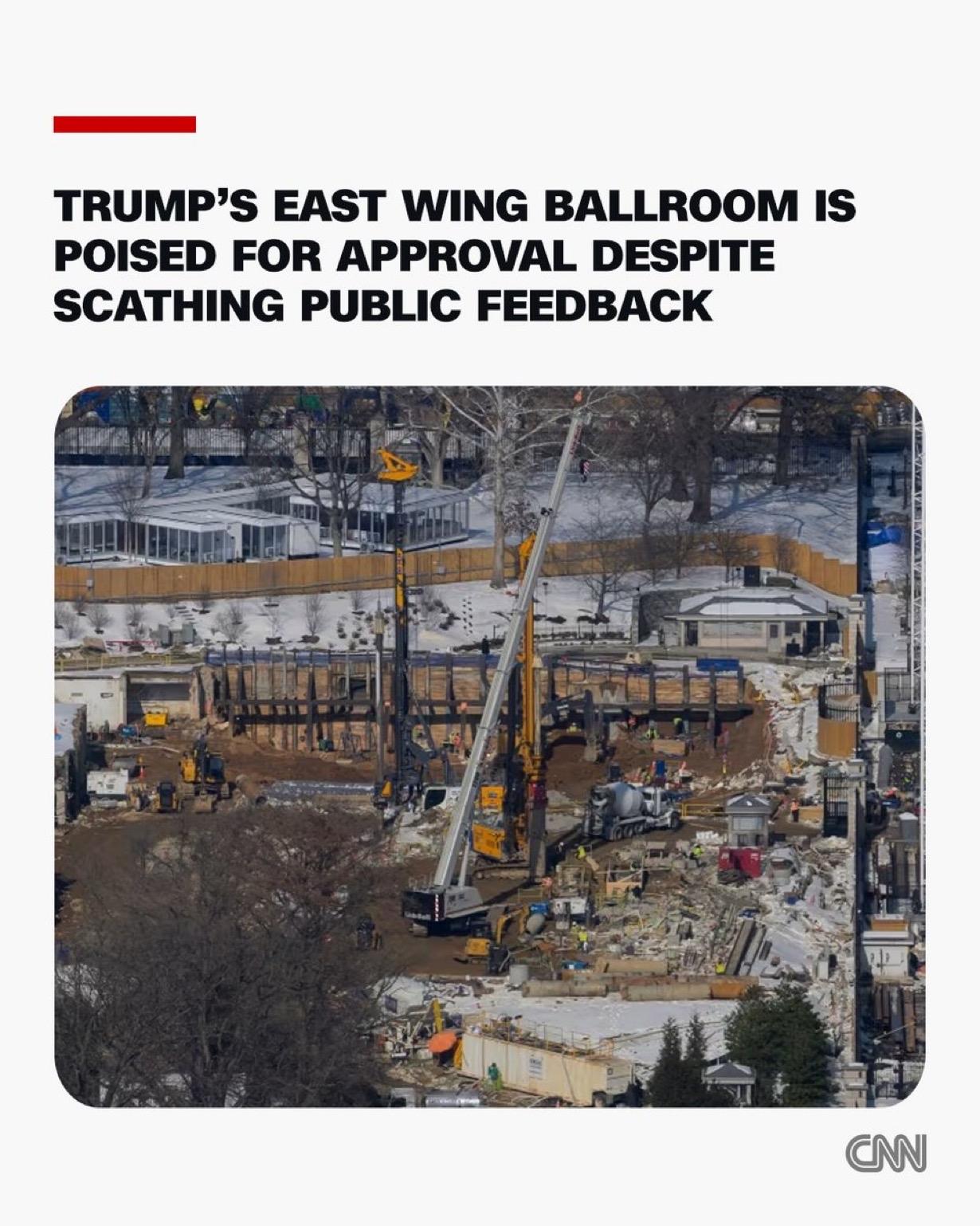 尽管收到了超过 32,000 条公众意见，绝大多数人反对这项建设，但唐纳德·特朗