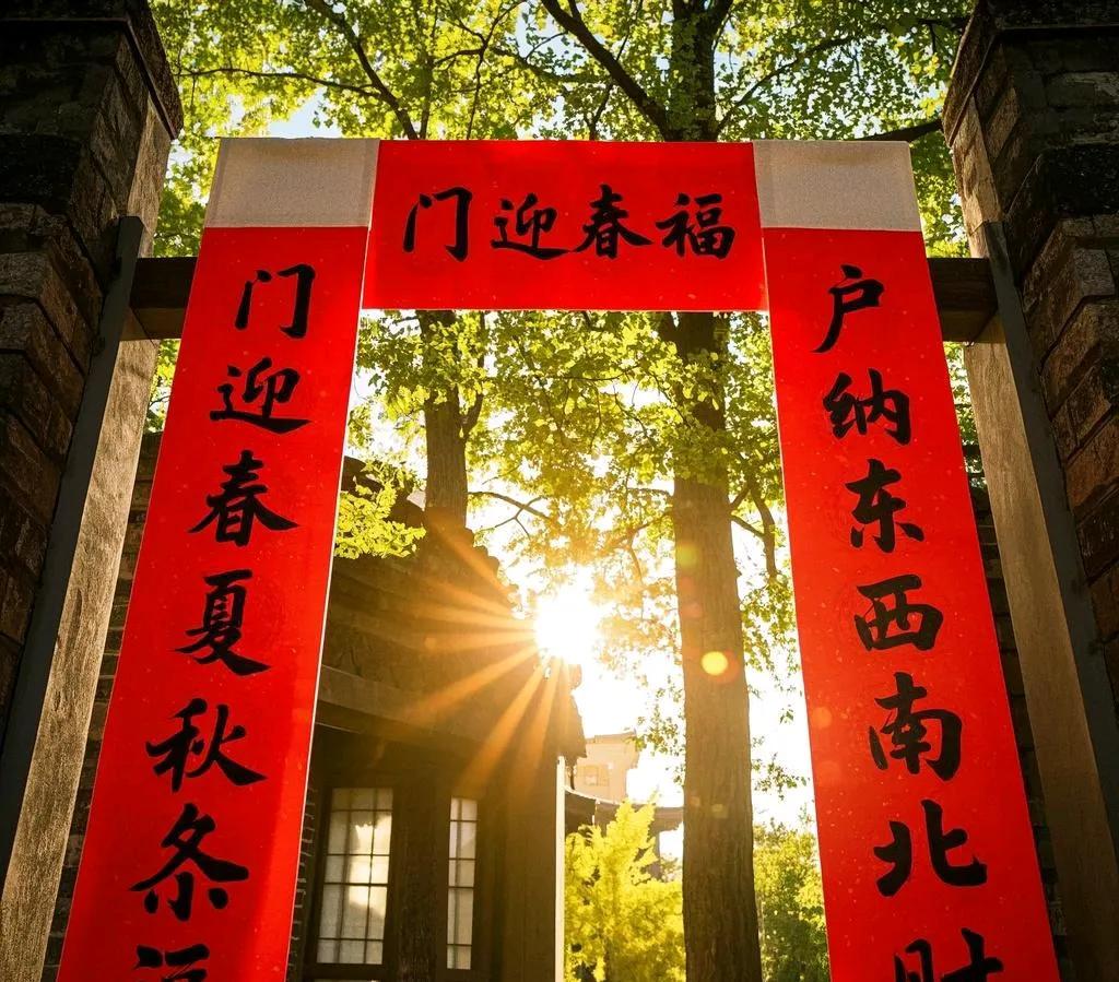 - 户纳东西南北财：“门”对“户”，都是家庭入口的指代；“迎”对“纳”，都有接纳