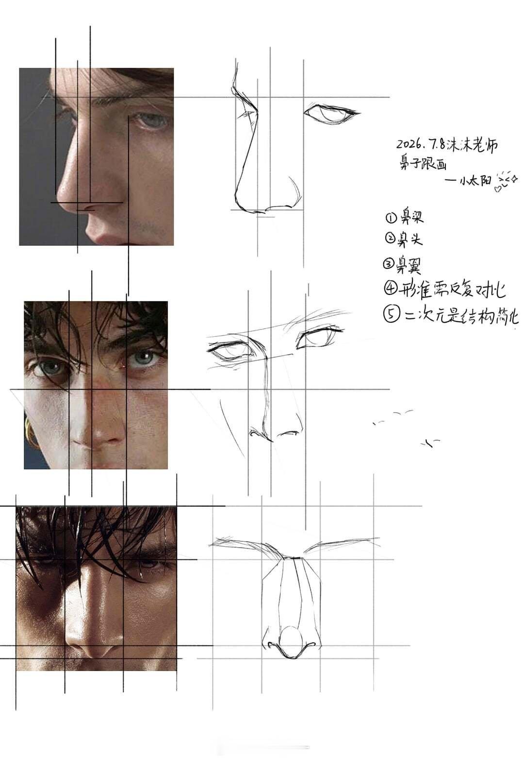 会世实验 会世人物团练第1周第二天跟着沫沫老师画鼻子，了解鼻子基础结构会世人物团