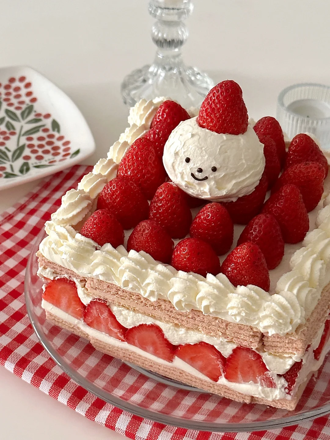 无烤箱简易版可爱小雪人威化草莓蛋糕