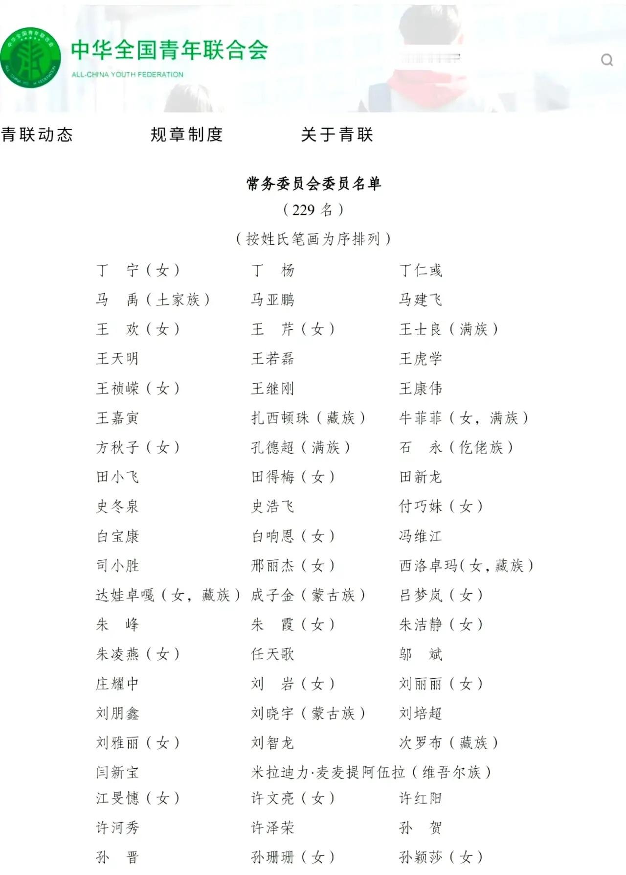 全国青年联合会官方发布名单，24岁的孙颖莎当选第十四届常务委员会委员，祝贺！孙颖