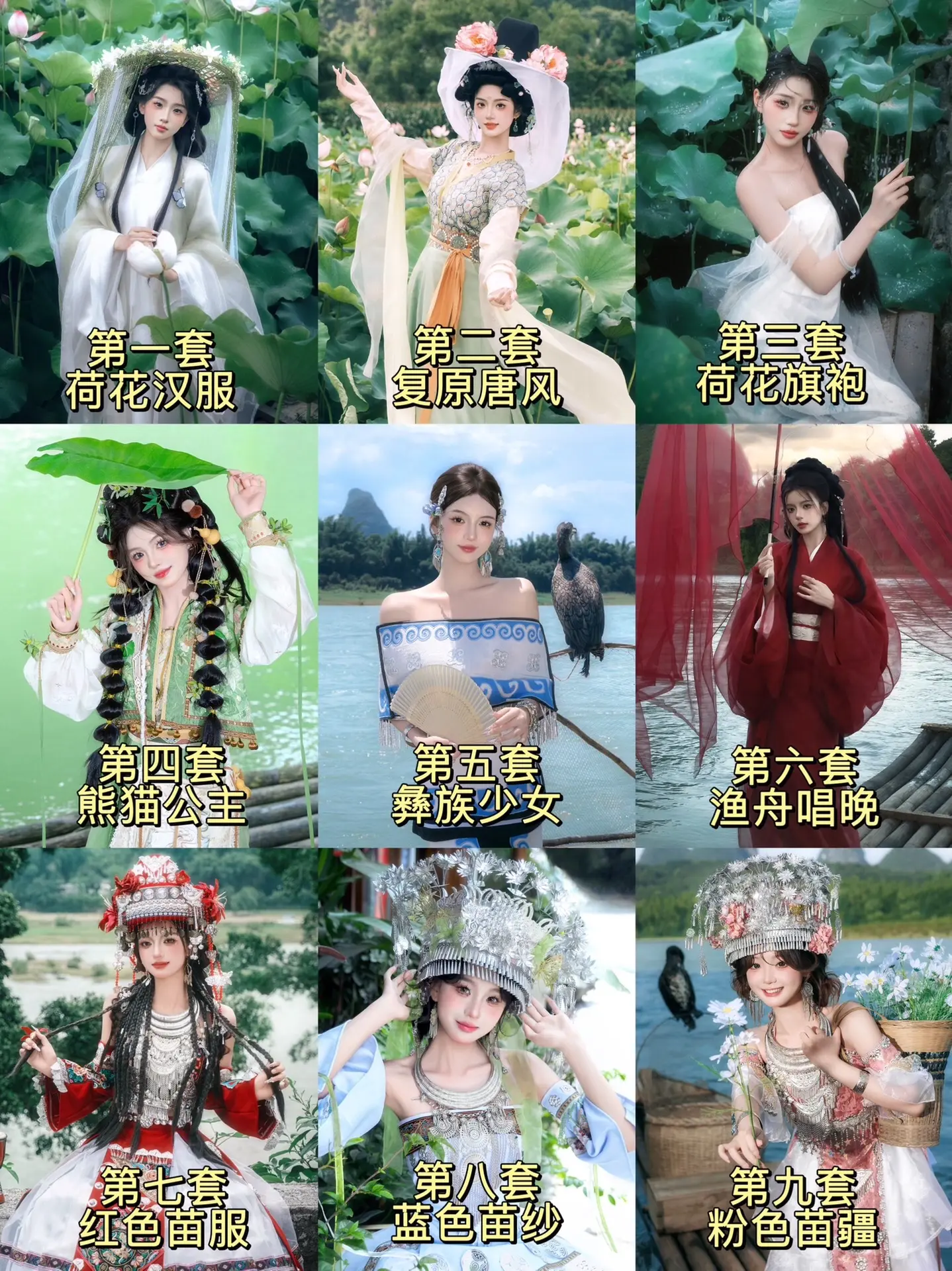 阳朔9️⃣套最新写真风格来啦，哪一套最美呀！