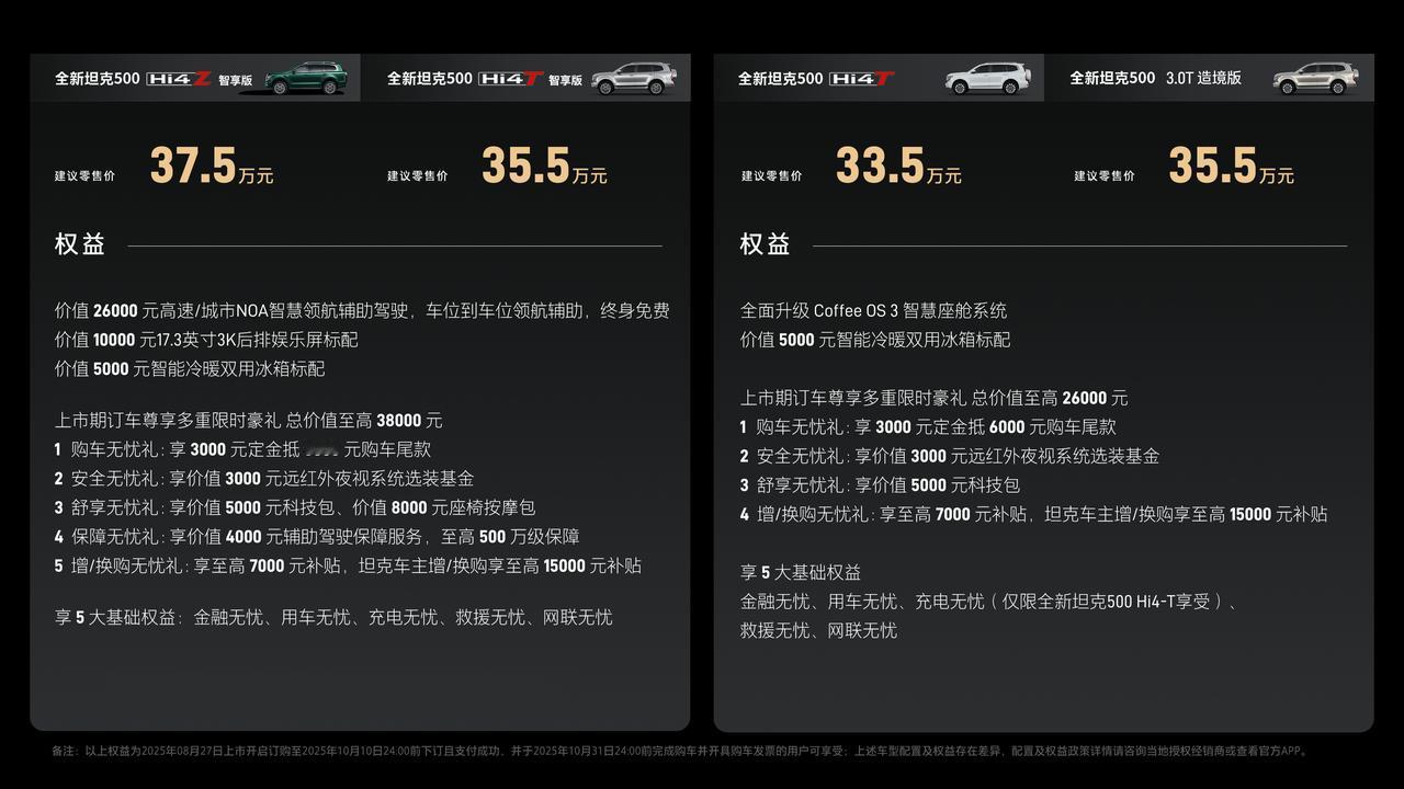 今天全新坦克500 也上市了！ 33.5万起！有三种动力版本（Hi4-Z、Hi4