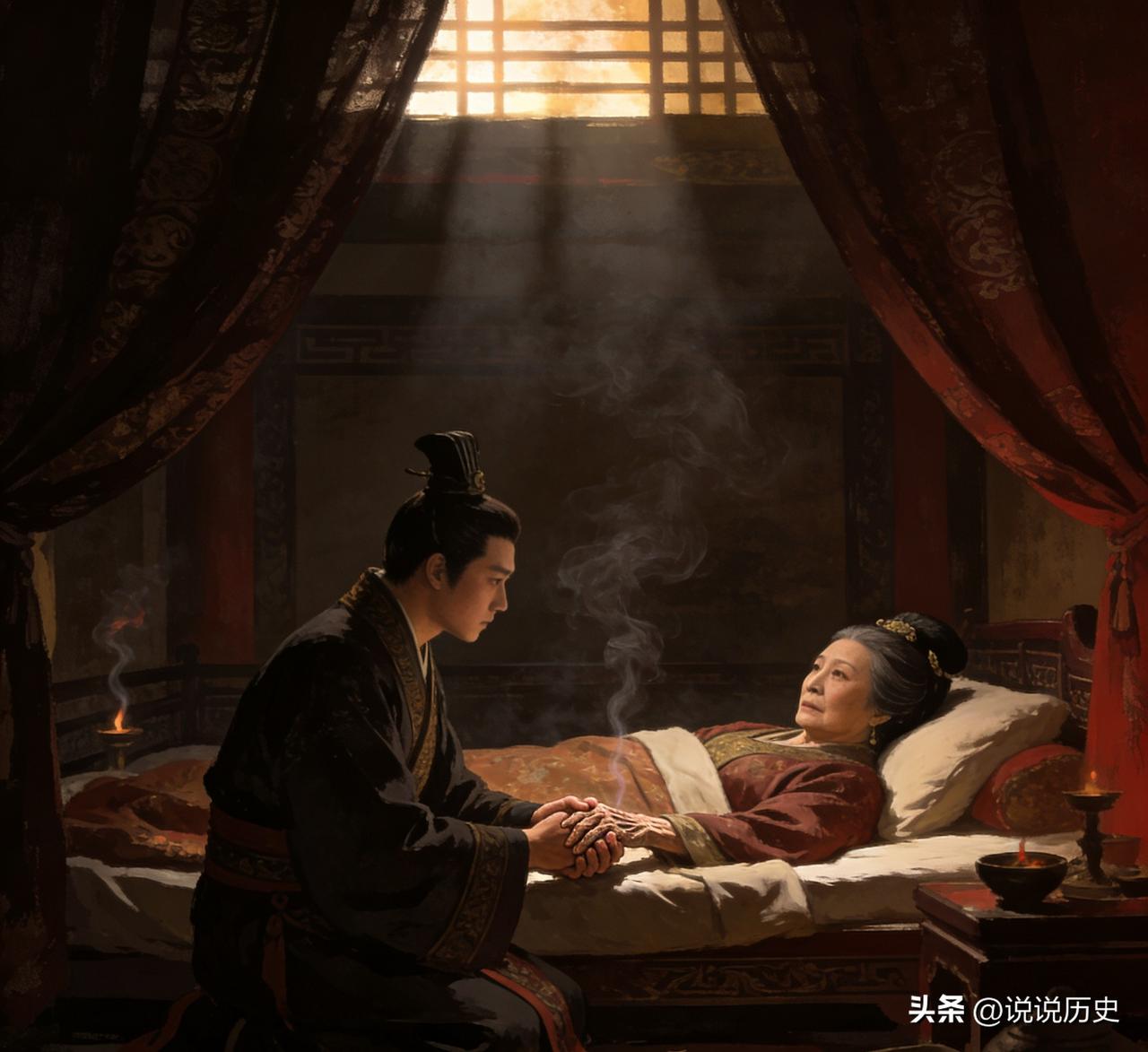 公元前 135 年，窦太后在长乐宫病重。她把 19 岁的刘彻叫到床前，浑浊双眼突