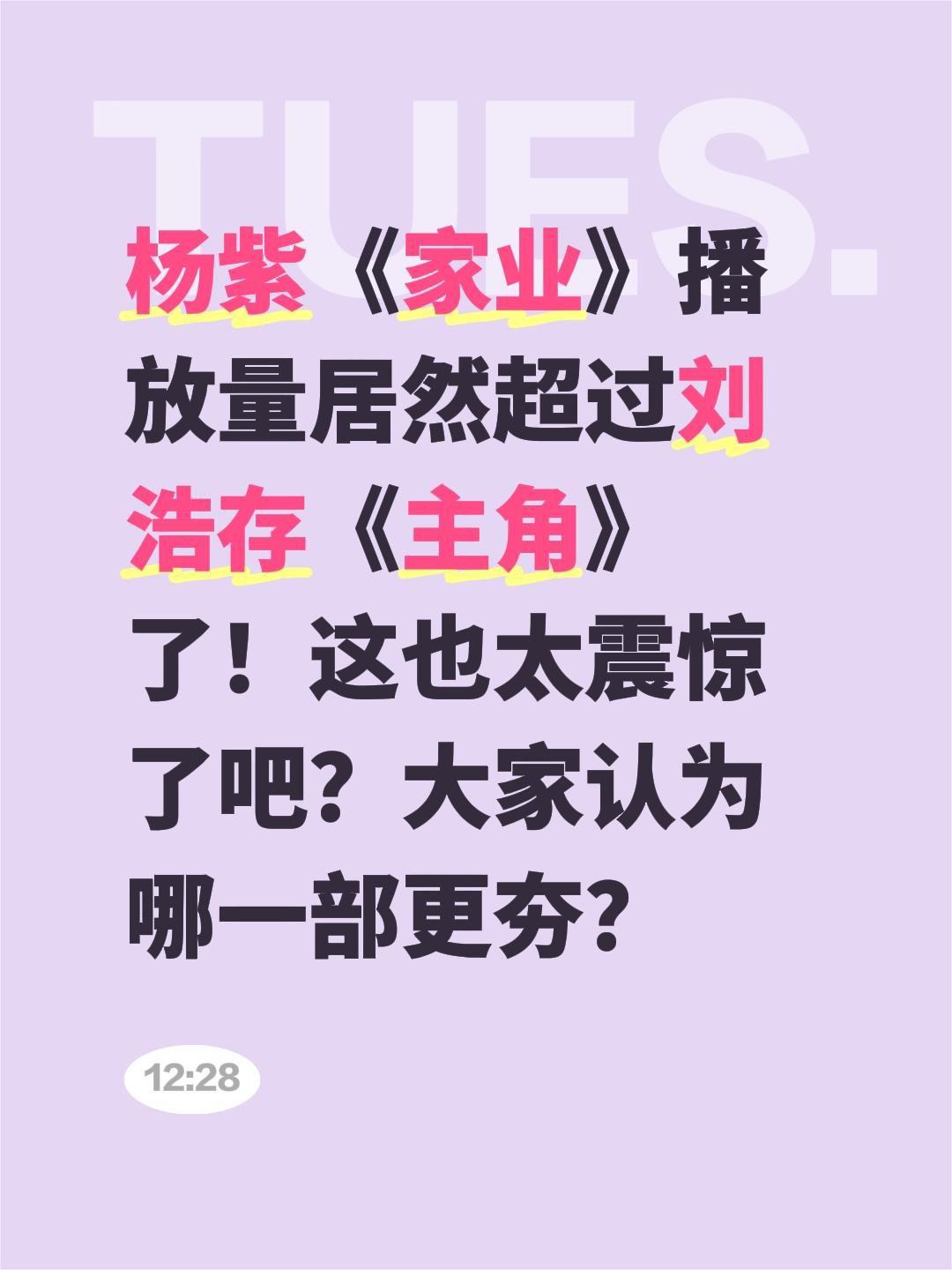 杨紫《家业》播放量居然超过刘浩存《主角》了！这也太震惊了吧？大家认为哪一部更夯？