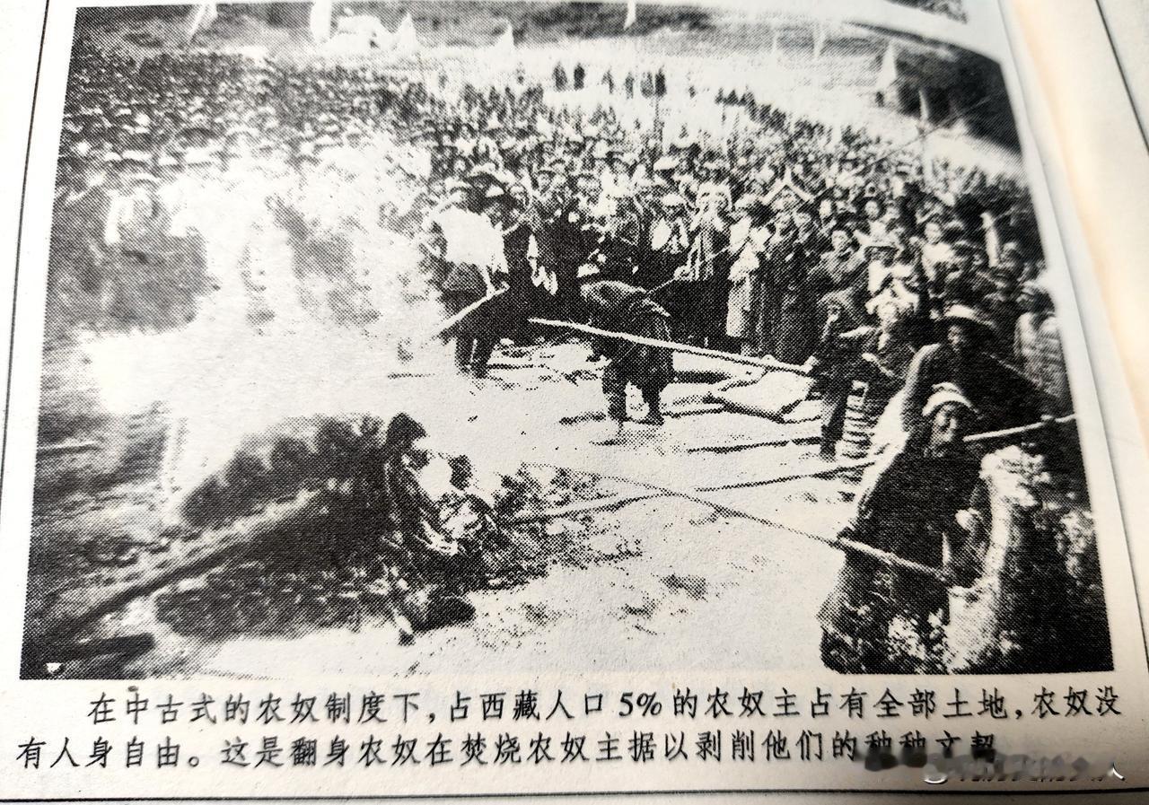 5％的农奴主占有西藏全部土地，其余95％的人，都是农奴。
解放后，农奴翻身，集中