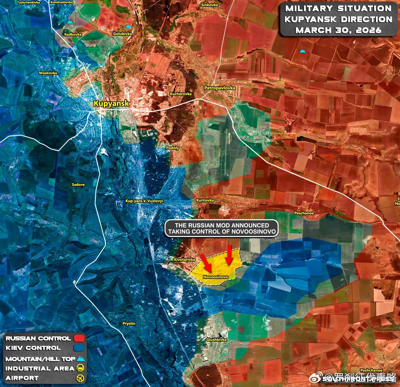 俄军西部集群在奥斯基尔河以东的进展不错，继日前占领科夫沙里夫卡之后，昨日又占领了