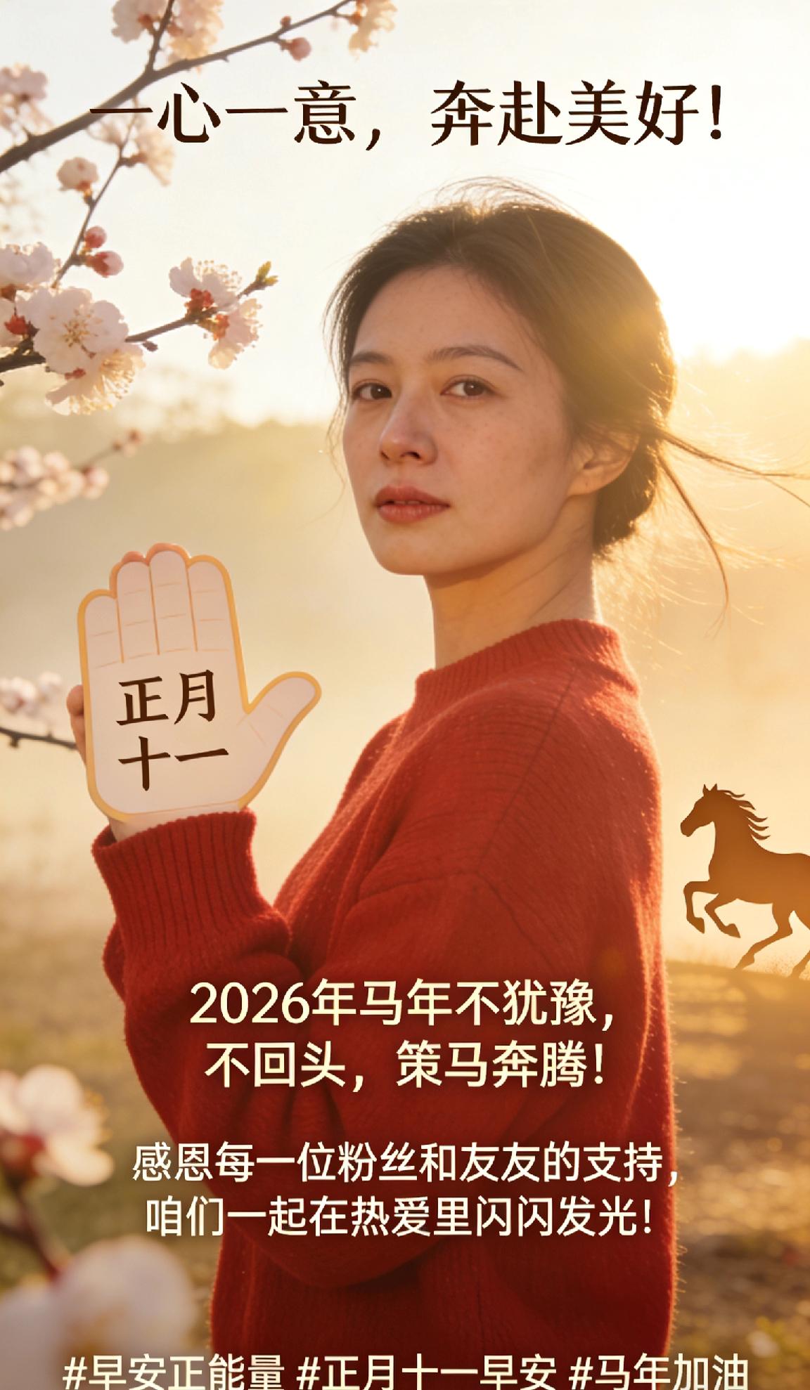 ✨正月十一 一心一意，奔赴美好！
越过初十的圆满，迎来十一的专注。
新的一天，愿