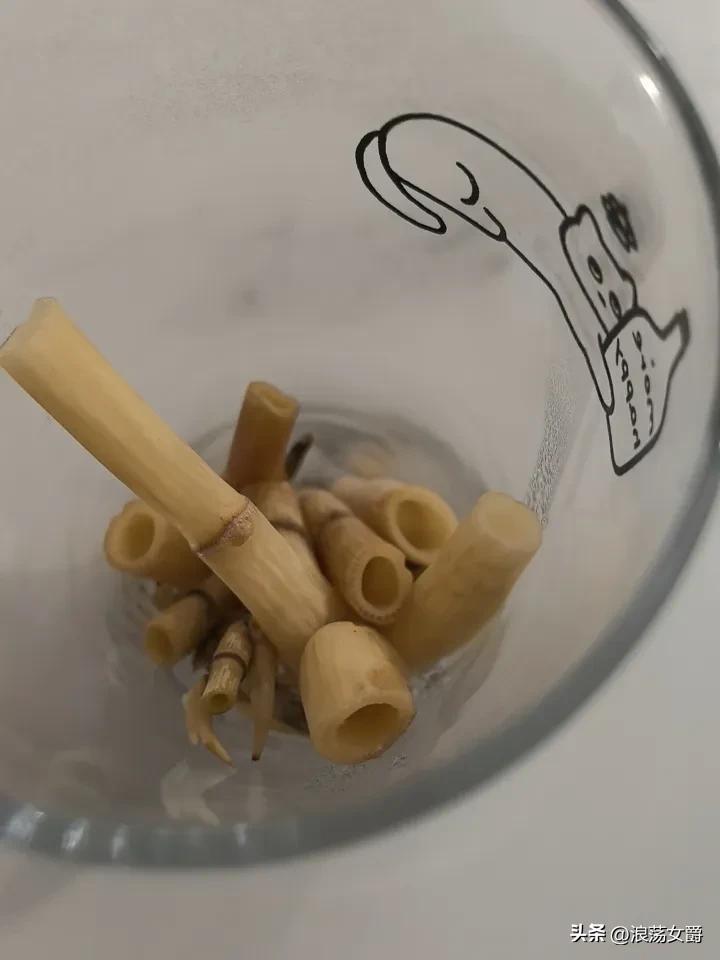 这个东西是芦苇根。
我们村周围沟边遍地都是，
夏天芦苇郁郁葱葱，
人钻进去看不着