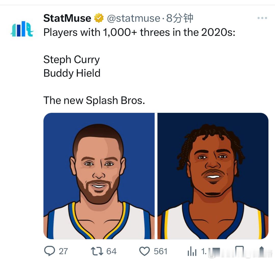 2020年以来投进1000+三分的球员库里和希尔德新的水花兄弟？[笑cry][笑