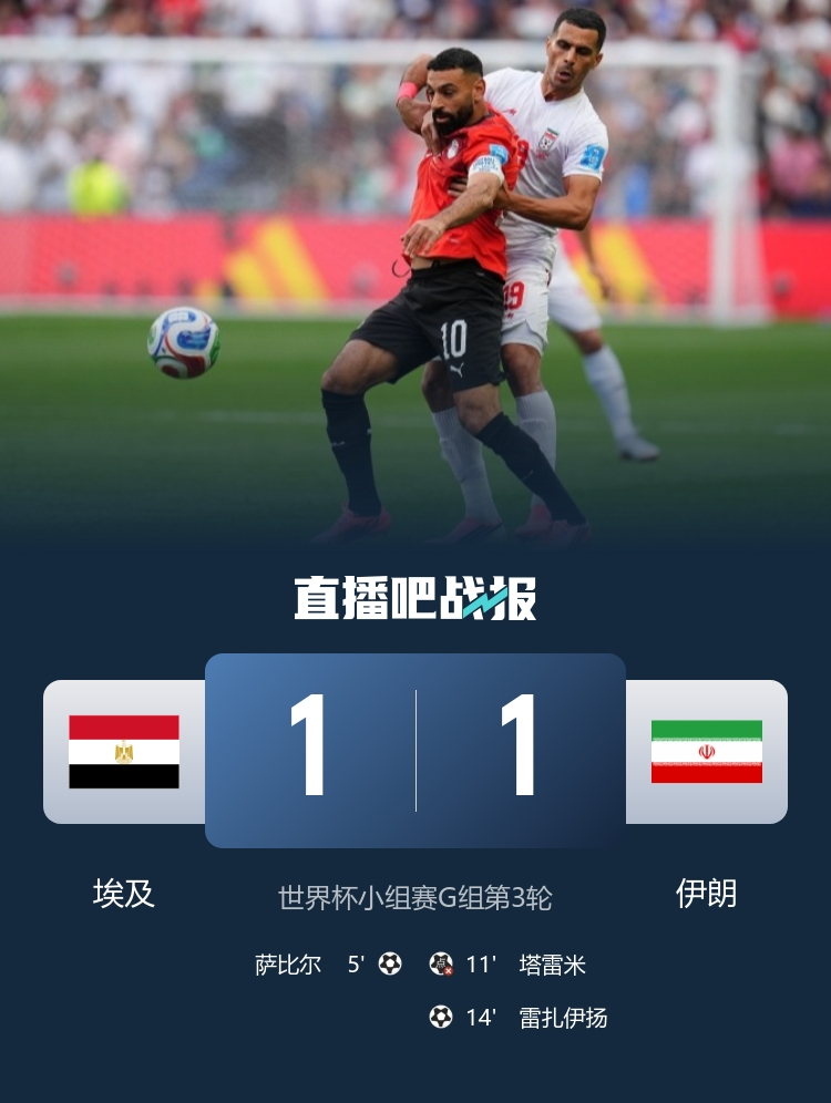 6月27日讯 北京时间6月27日11:00，世界杯G组第三轮埃及迎战伊朗的比赛在