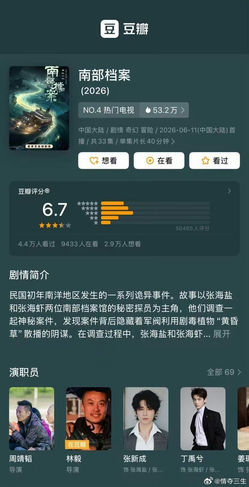 南部档案豆瓣开分6.7南部档案值得更好的 