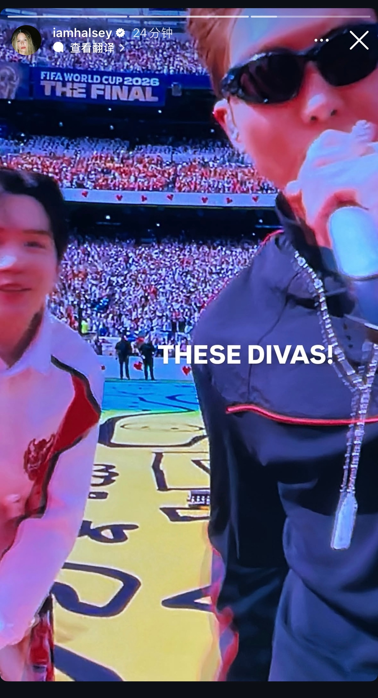 闵玧其  Halsey IG Story更新玧其相关姐姐也看中场秀了 我们玧其做